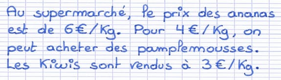 Énoncé mathématique contenant des données à organiser Énoncé mathématique contenant des données à organiser