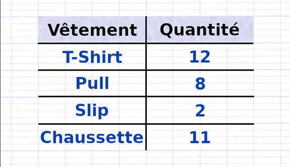 Exercice 1 : Organiser des données dans un tableau simple