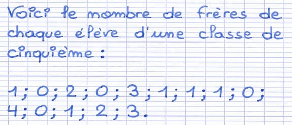 Série statistique dont on souhaite calculer les effectifs