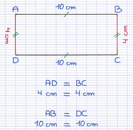 Les côtés opposés du rectangle sont parallèles et de même longueur Les côtés opposés du rectangle sont parallèles et de même longueur